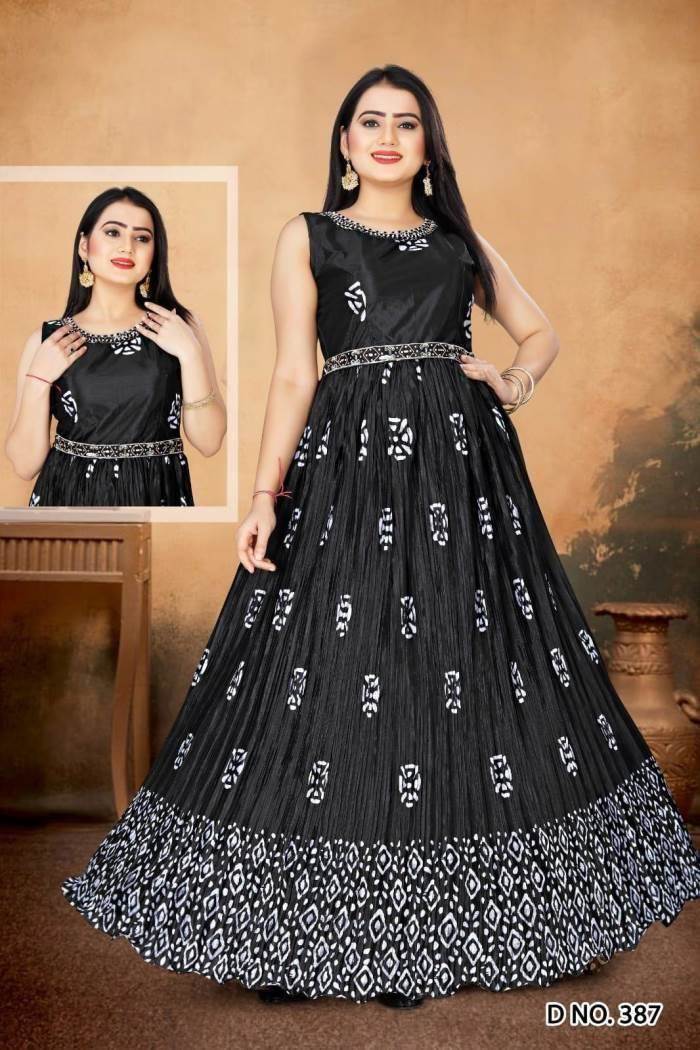 Buy superior black georgette partywear gown | inddus.com. | Anarkali gown,  Gown with dupatta, Gowns