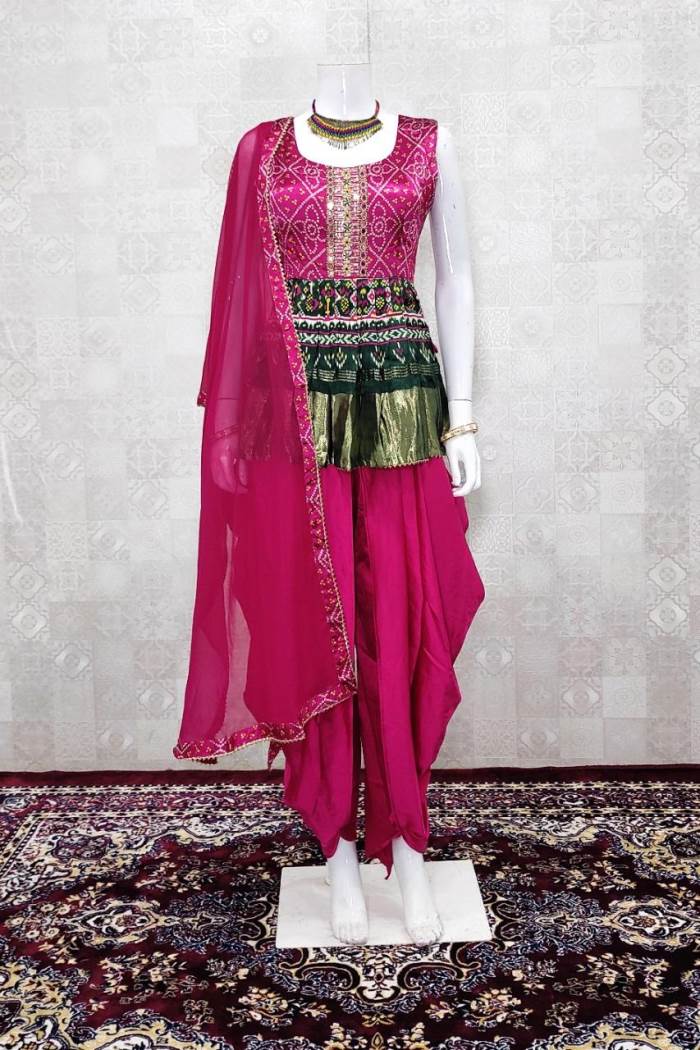 Rani Color Party Wear Designer Indo-Western Dhoti Suit