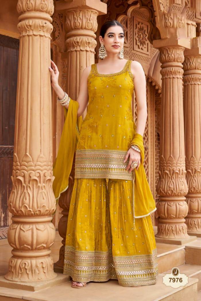 Yellow Color Party Wear Gharara Suit
