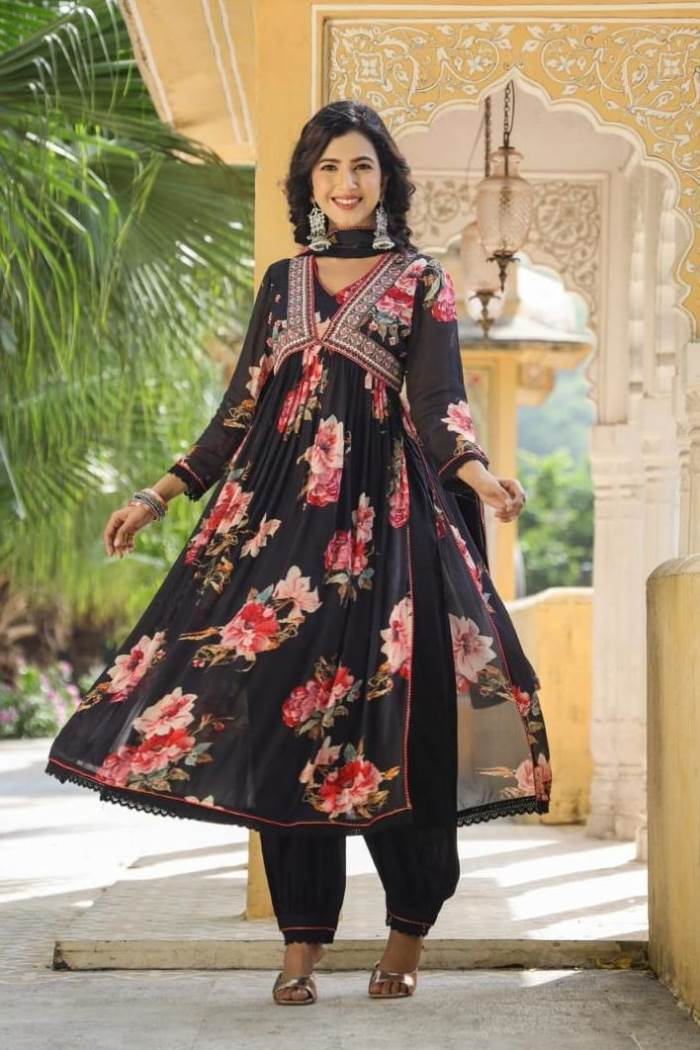 Anokhi USA  Short Kimono in Denim Double Paisley