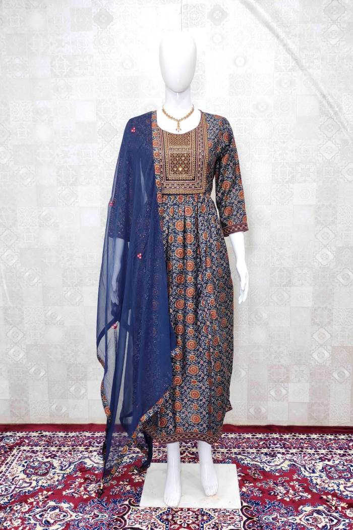 navy Color Casual Wear Kurti Set