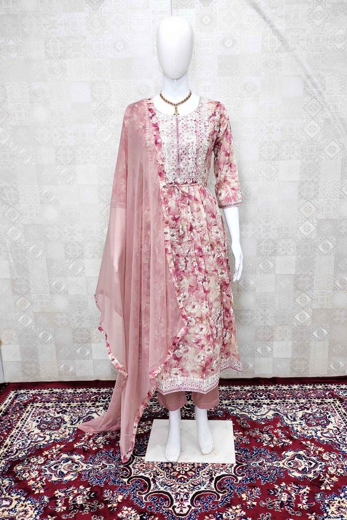 Rust Color Casual Wear Kurti Set