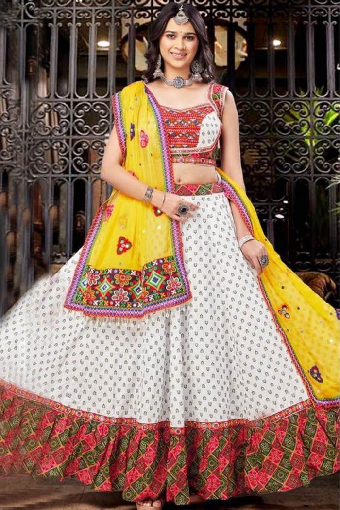 White Color Navratri Collection Lehenga Choli