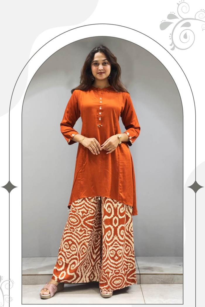 Orange Color Casual Collection Plazo with Kurti