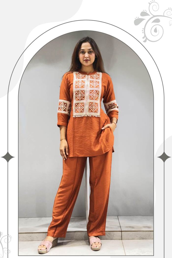 Rust Color Casual Wear Designer Co-ord Set