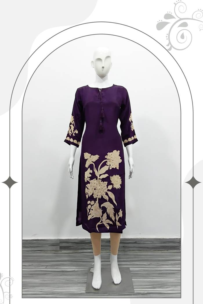 Purple Color Casual Collection Straight Kurti