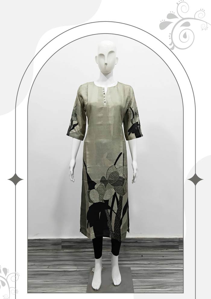 Grey Color Casual Collection Straight Kurti