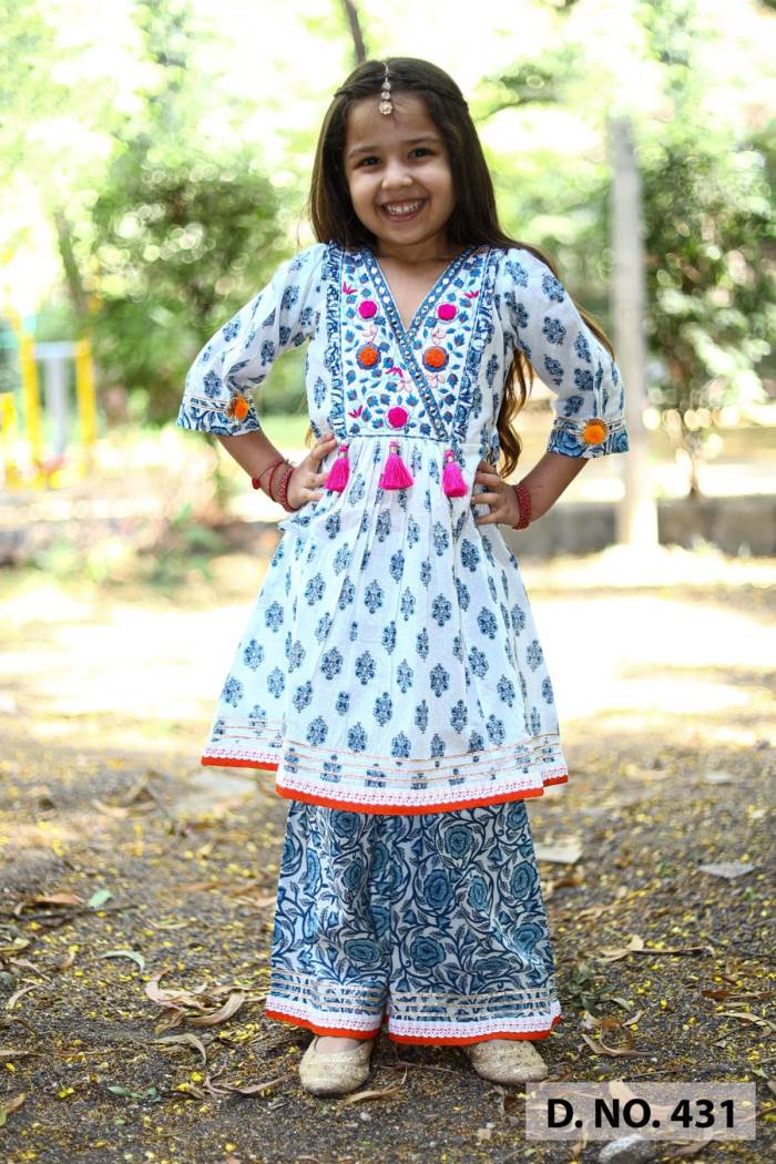 White Color Pure Cotton Stylish Gharara Suit