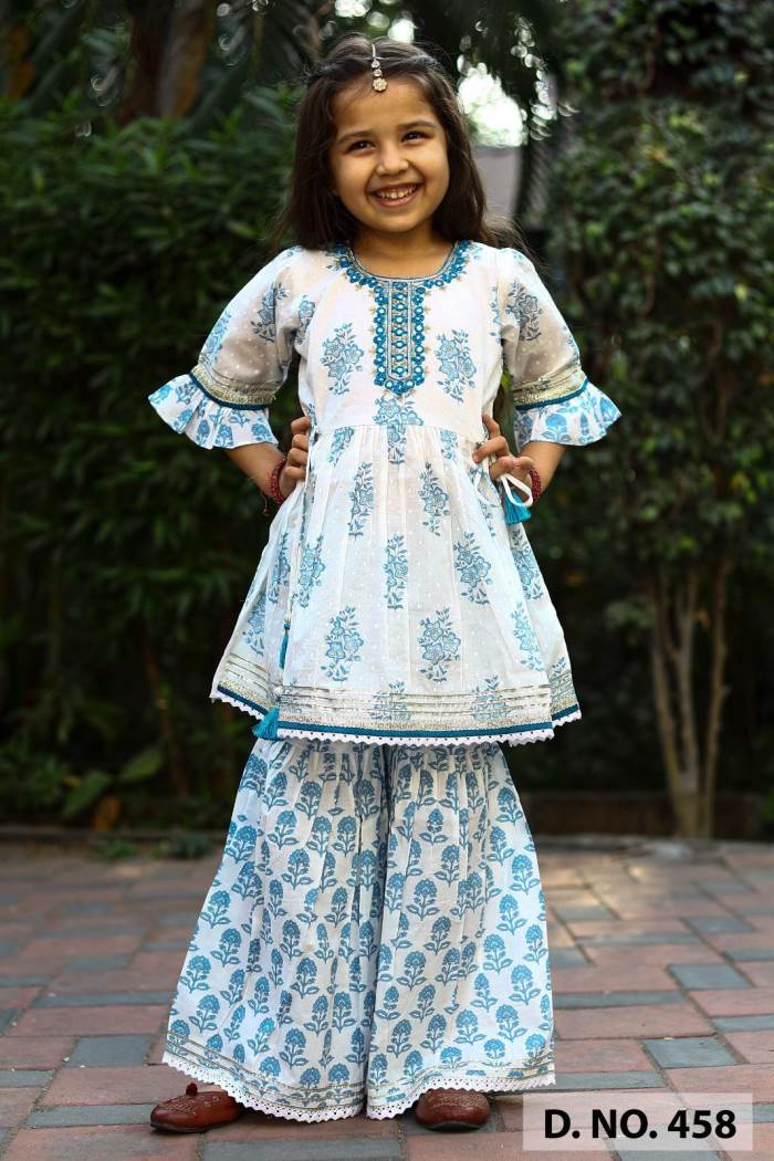 Offwhite Color Pure Cotton Stylish Gharara Suit