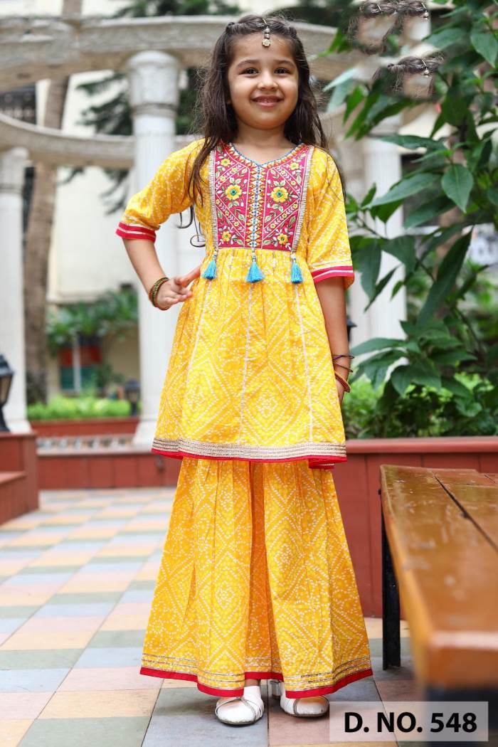 Yellow Color Pure Cotton Stylish Gharara Suit