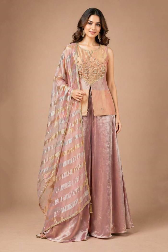 Onion Colour Designer Party Wear Indo-Western Suit